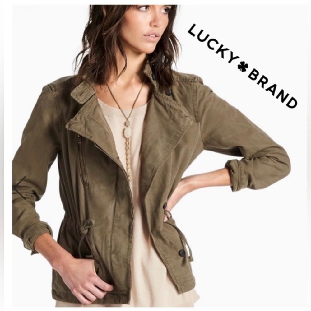 Lucky Brand women’s chic army green Moto field jacket Size Small